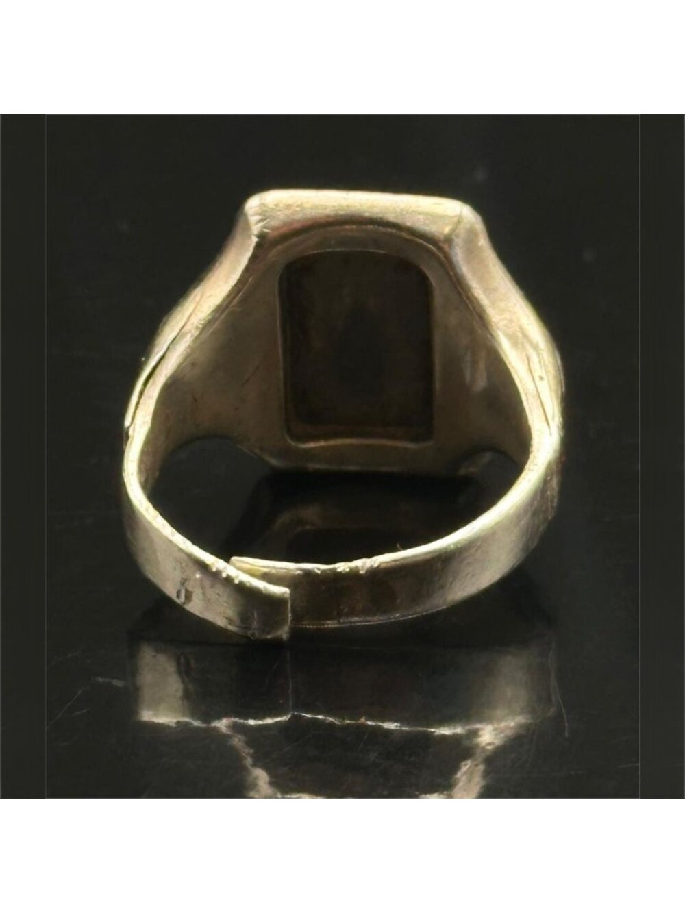 Vintage 10K Gold Top Steel Western Cowboy Signet Mid Century Mens Americana - Picture 3 of 7